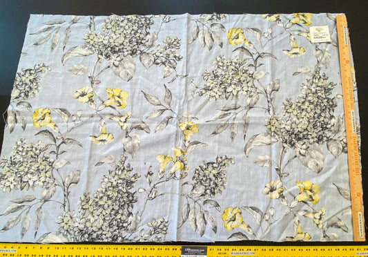11 Berkbox56 1 yard Scalamandre Merrimon Light Blue Floral 100% Linen with Glazed finish