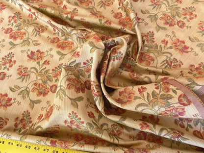 Scalamandre Charroux Gold Peony Field Red Floral Lampas Red France MSRP USD 284/Y