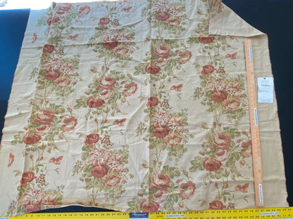 12 Berkbox56 1.3 yard Scalamandre Balmoral-Corn linen Rose, Green Floral