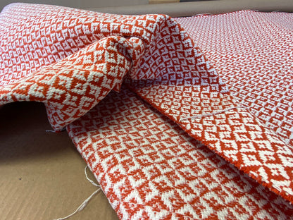 Scalamandre Khiva Weave Poppy Red White Small Scale Geometric Diamond 100% Cotton MSRP USD180/yd