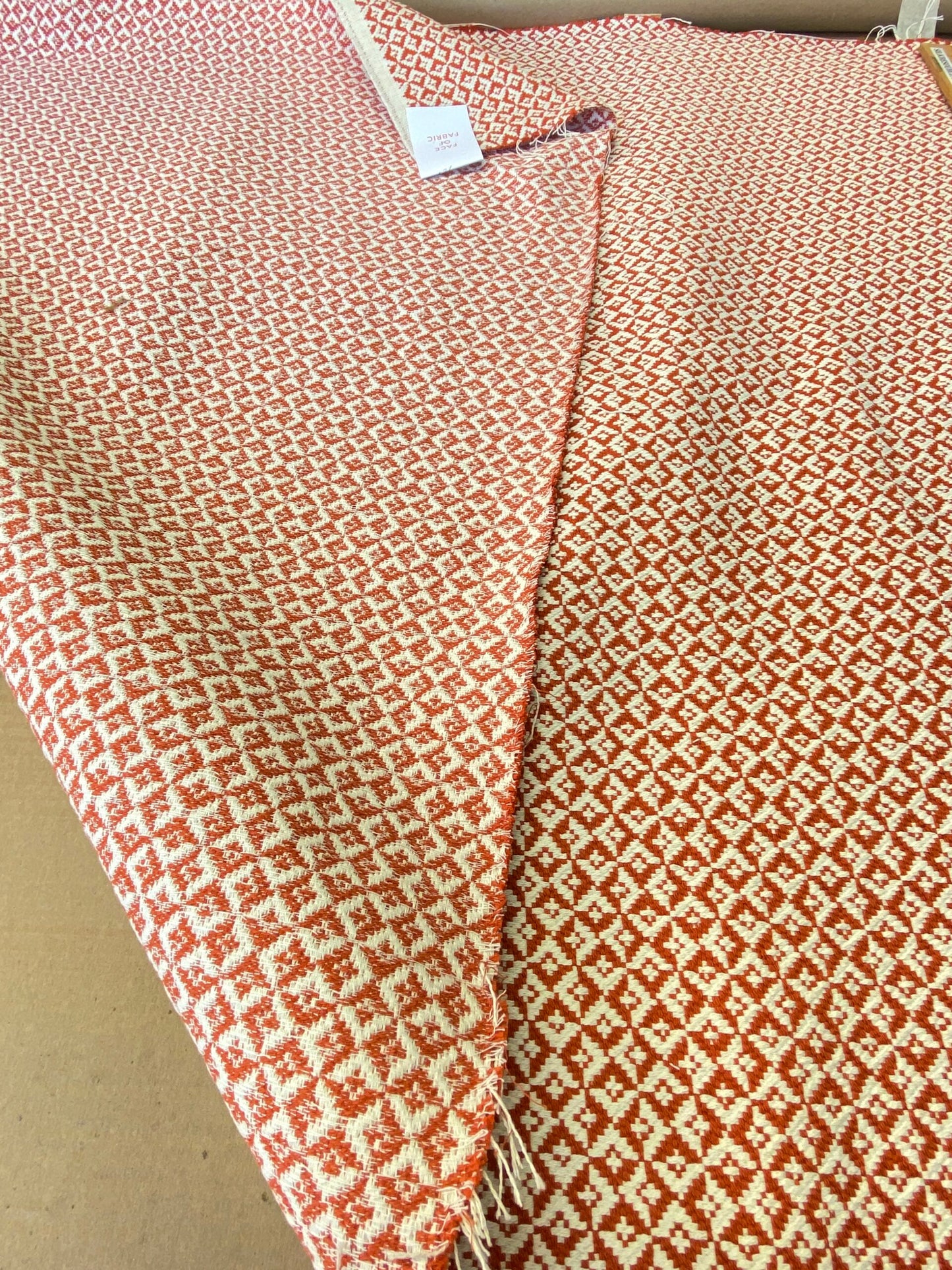 Scalamandre Khiva Weave Poppy Red White Small Scale Geometric Diamond 100% Cotton MSRP USD180/yd