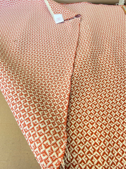 Scalamandre Khiva Weave Poppy Red White Small Scale Geometric Diamond 100% Cotton MSRP USD180/yd