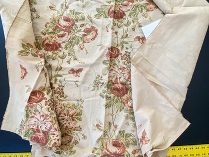 12 Berkbox56 1.3 yard Scalamandre Balmoral-Corn linen Rose, Green Floral