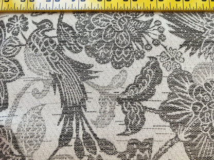 Scalamandre Sankaty Charcoal Outdoor Bird Flower Chinoiserie Folklore Grey White MSRP USD 183/Y