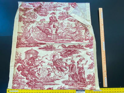 14 Berkbox56 2 yards 31.5" wide Scalamandre Red Beige TOILE Independence War Washington PrintPrint