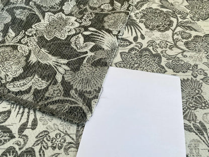 Scalamandre Sankaty Charcoal Outdoor Bird Flower Chinoiserie Folklore Grey White MSRP USD 183/Y