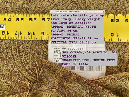 Scalamandre Asha Topaz Woven Turkish Paisley Chenille Paisley Gold - By The Yard