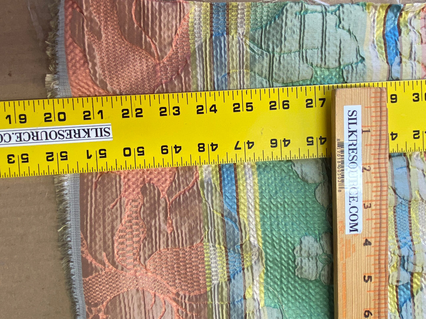 Scalamandre Rigato Vitozzi Green Apricot Peach Floral Stripe MSRP USD204/yd