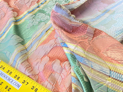 Scalamandre Rigato Vitozzi Green Apricot Peach Floral Stripe MSRP USD204/yd