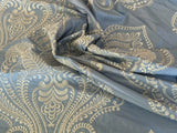 Scalamandre Hillcrest Ivory On Celestial Blue Silk Renaissance Embroidery Medallion Crest Lace Like MSRP USD 394/Y
