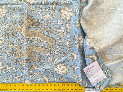 16 Berkbox56 1.2 yard Scalamandre Chi'en Dragon Linen Print Sky Blue MSRP USD 286/Y