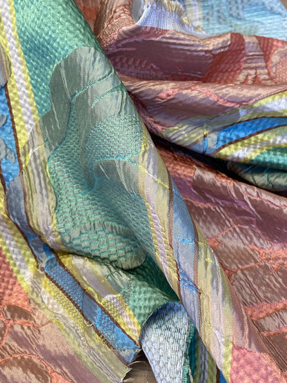 Scalamandre Rigato Vitozzi Green Apricot Peach Floral Stripe MSRP USD204/yd