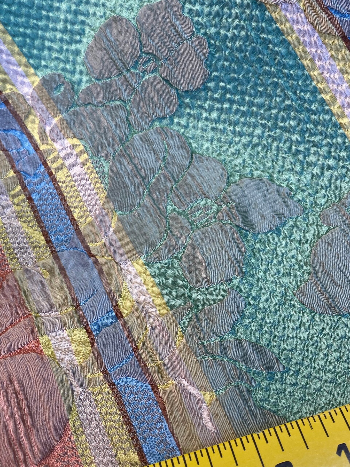 Scalamandre Rigato Vitozzi Green Apricot Peach Floral Stripe MSRP USD204/yd