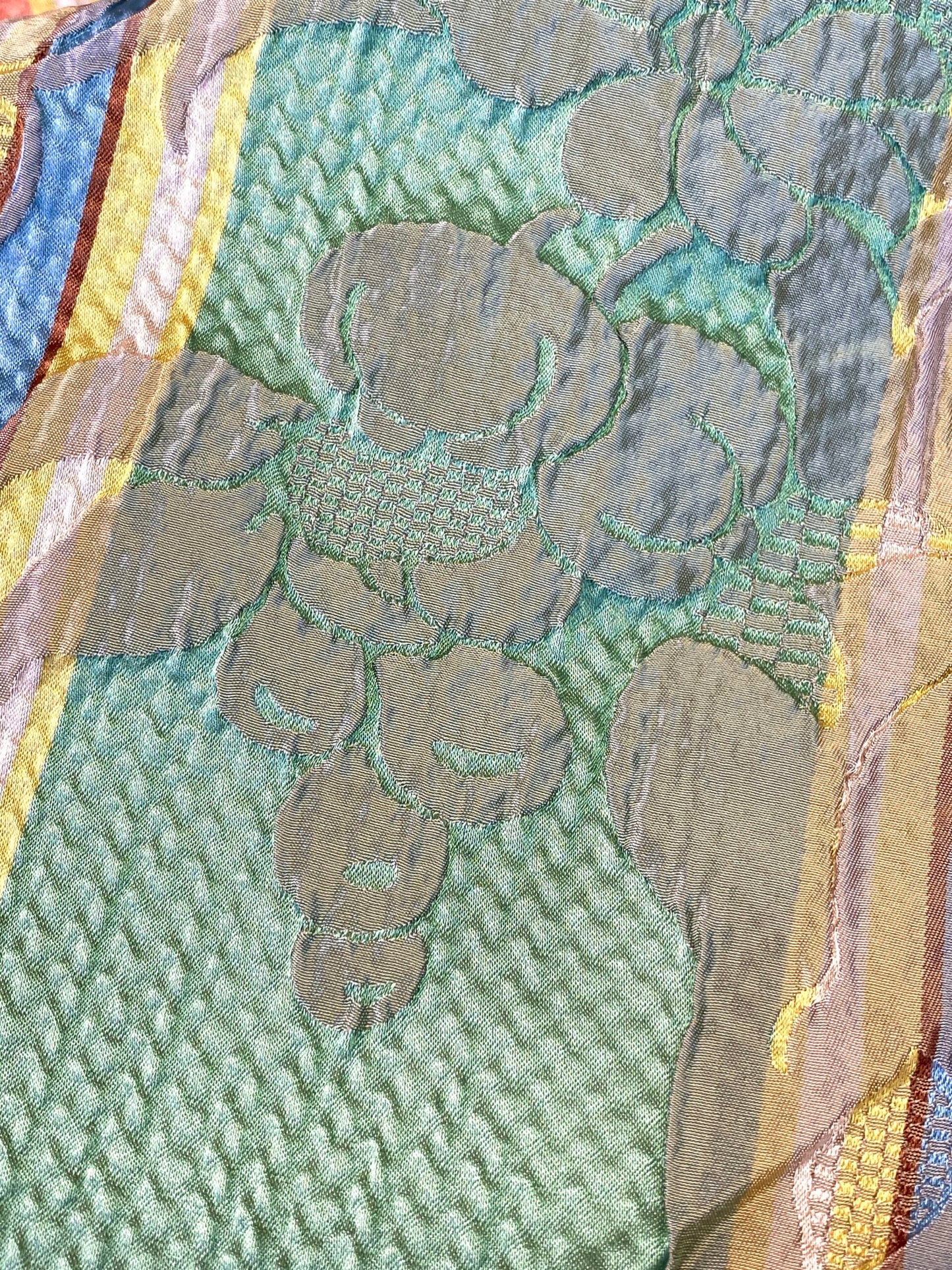 Scalamandre Rigato Vitozzi Green Apricot Peach Floral Stripe MSRP USD204/yd