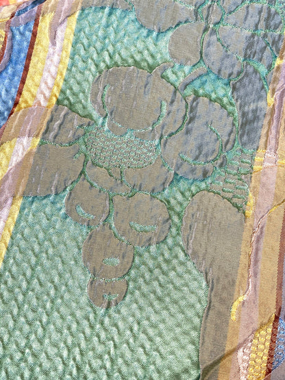 Scalamandre Rigato Vitozzi Green Apricot Peach Floral Stripe MSRP USD204/yd