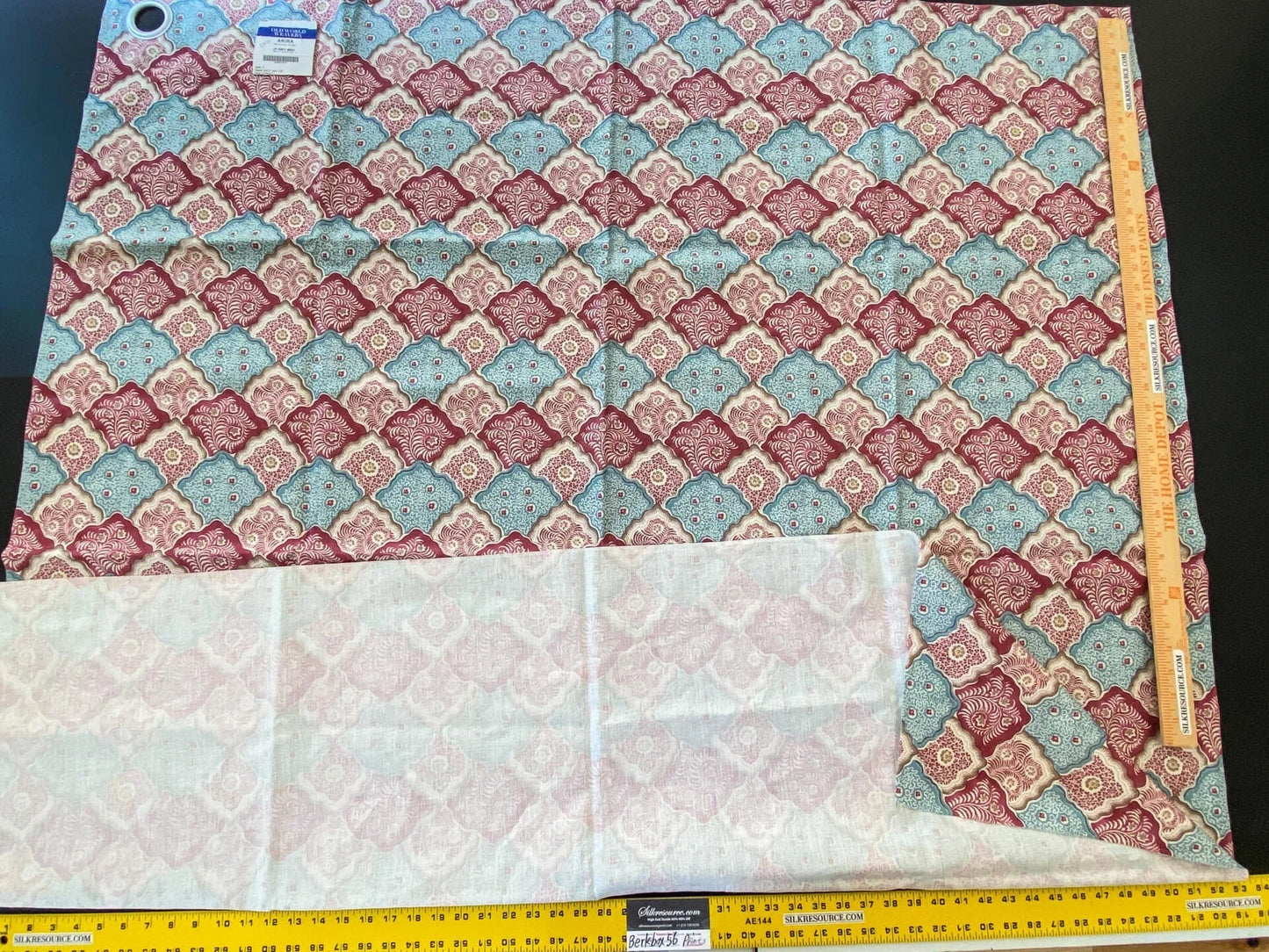 17 Berkbox56 1.5 yard Scalamandre Akira Red Blue Diamond Pattern