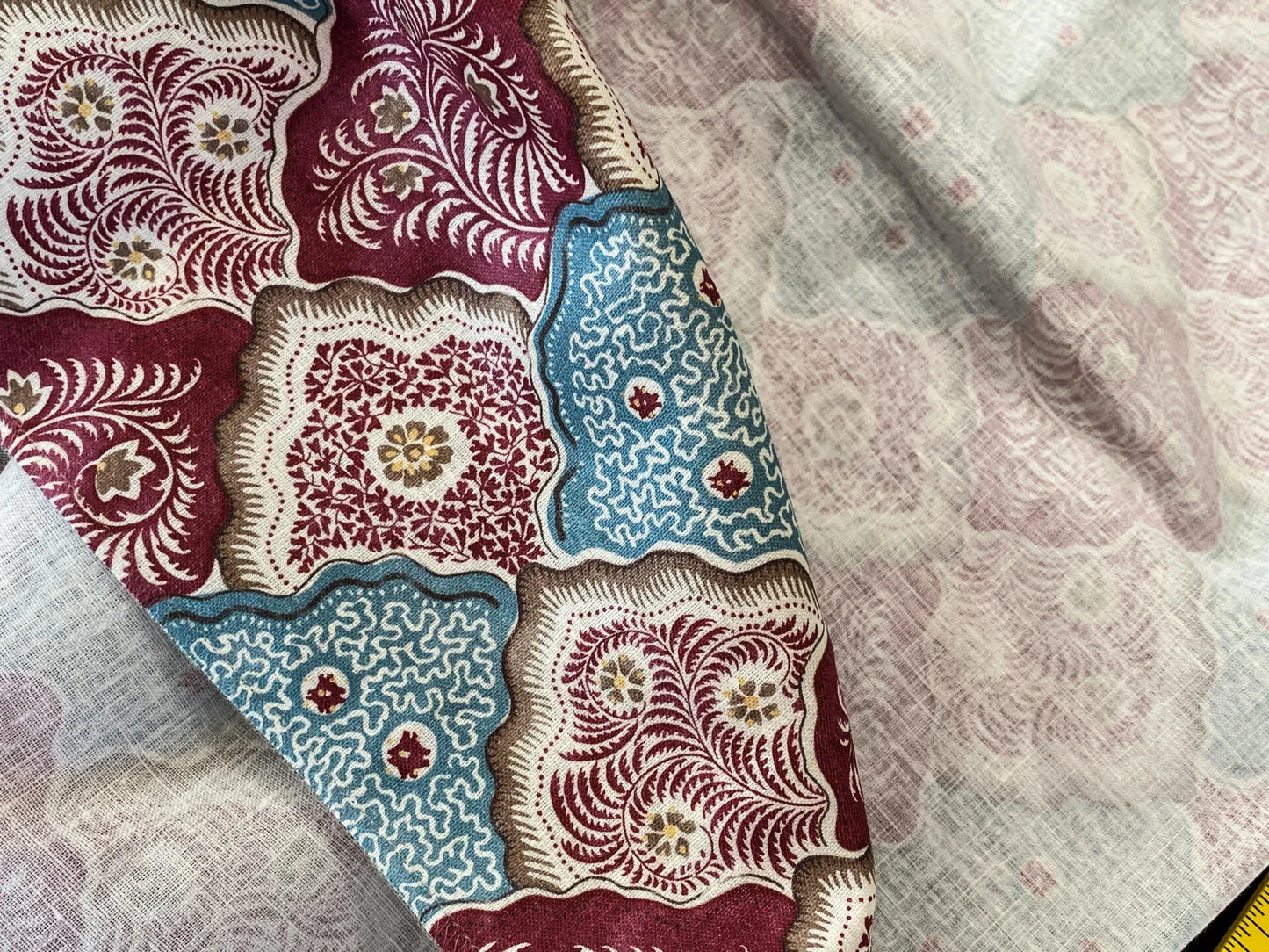 17 Berkbox56 1.5 yard Scalamandre Akira Red Blue Diamond Pattern