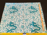 21 Berkbox56 1.2 yard Scalamandre Chi'en Dragon Linen Print Blue White