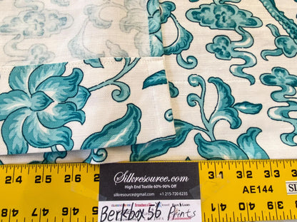 21 Berkbox56 1.2 yard Scalamandre Chi'en Dragon Linen Print Blue White