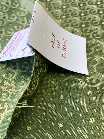 Scalamandre Duca Di Borgogna Compose Verde Green Linen Silk Jacquard Small Scale MSRP USD298/y