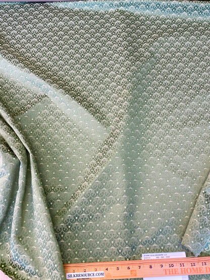 Scalamandre Duca Di Borgogna Compose Verde Green Linen Silk Jacquard Small Scale MSRP USD298/y