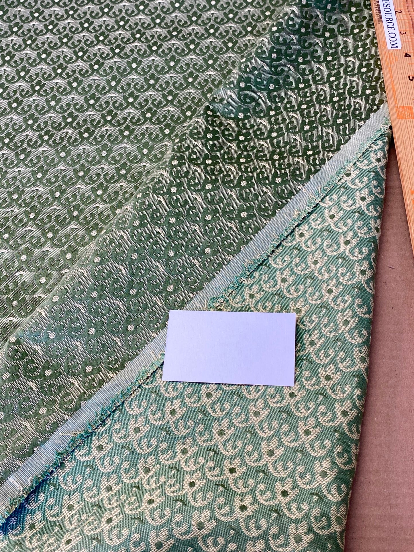 Scalamandre Duca Di Borgogna Compose Verde Green Linen Silk Jacquard Small Scale MSRP USD298/y