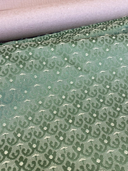 Scalamandre Duca Di Borgogna Compose Verde Green Linen Silk Jacquard Small Scale MSRP USD298/y
