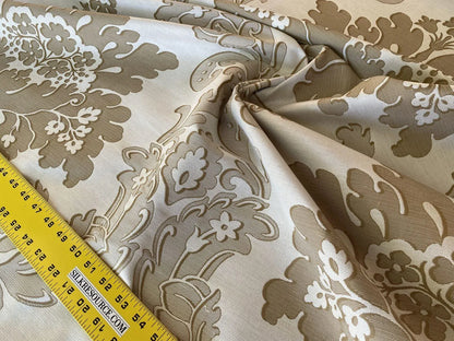 Scalamandre Montefalco Damask Beige Large Renaissance Damask Woven Tan White MSRP USD 272/Y"