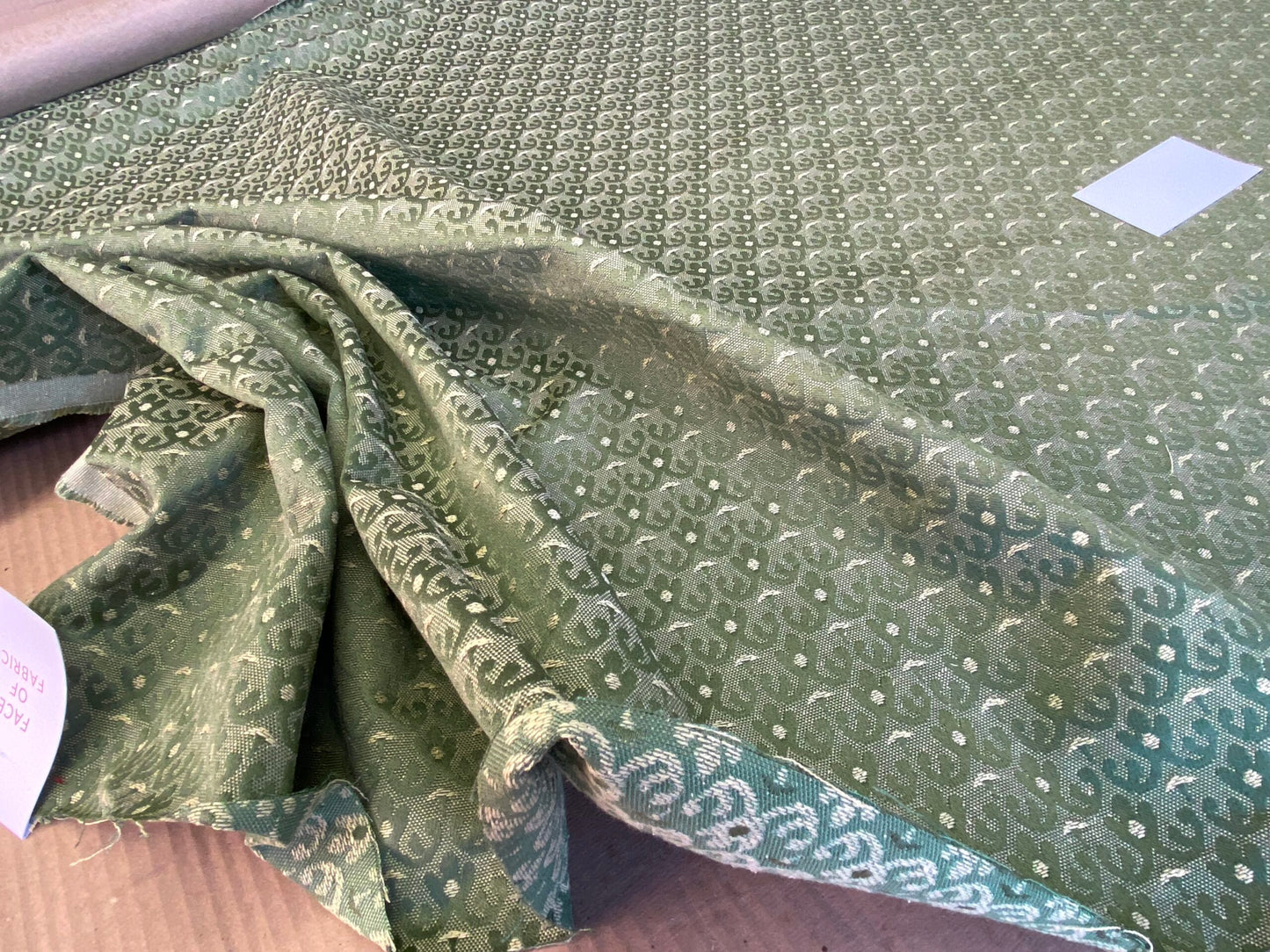 Scalamandre Duca Di Borgogna Compose Verde Green Linen Silk Jacquard Small Scale MSRP USD298/y