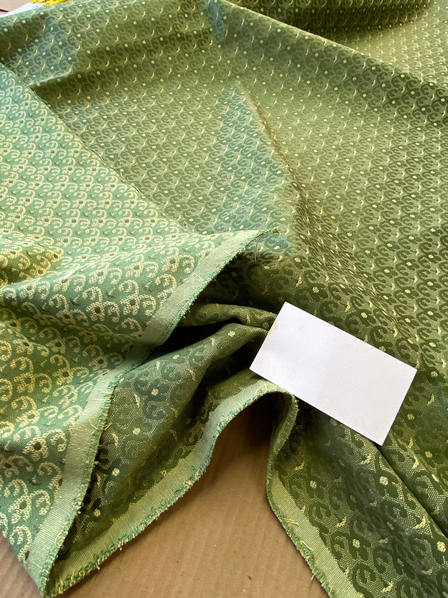 Scalamandre Duca Di Borgogna Compose Verde Green Linen Silk Jacquard Small Scale MSRP USD298/y
