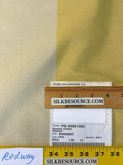 Scalamandre Riviera Stripe Freesia Yellow Beige / Natural Silk and Wool MSRP USD364/Y