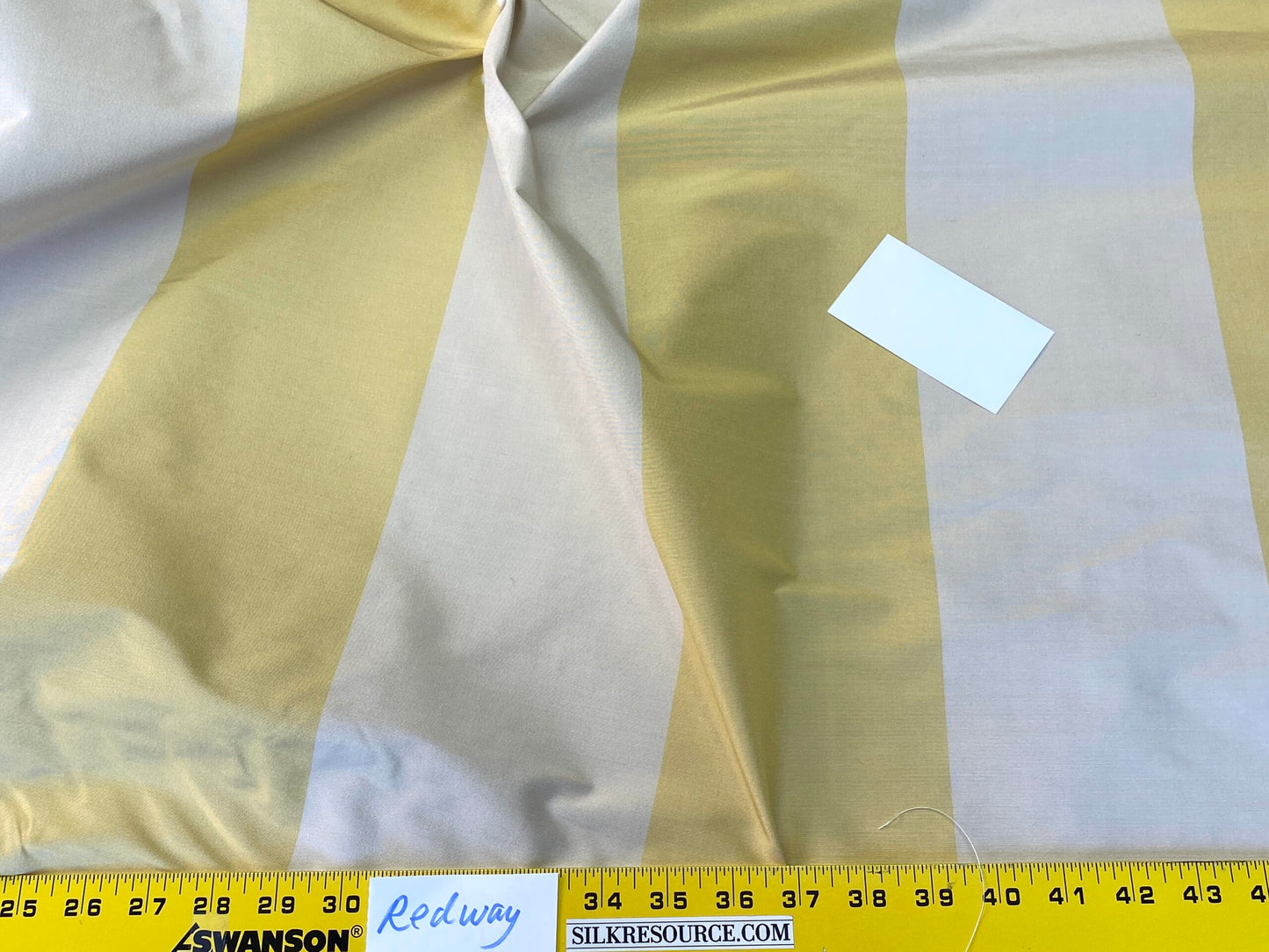 Scalamandre Riviera Stripe Freesia Yellow Beige / Natural Silk and Wool MSRP USD364/Y