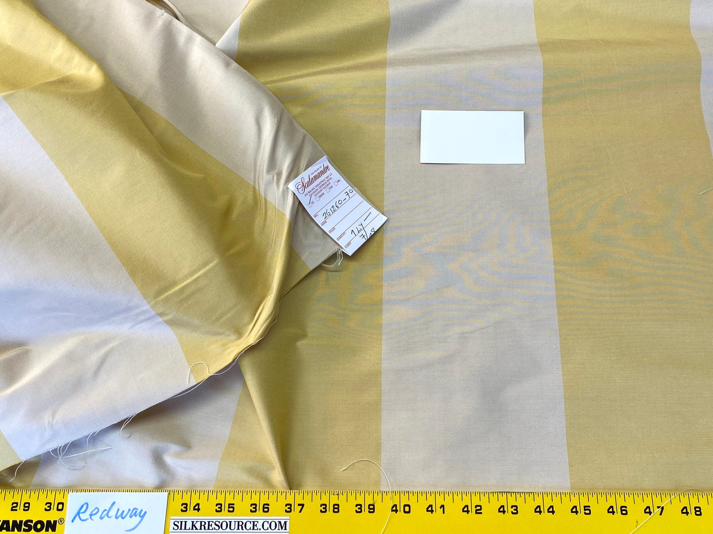 Scalamandre Riviera Stripe Freesia Yellow Beige / Natural Silk and Wool MSRP USD364/Y