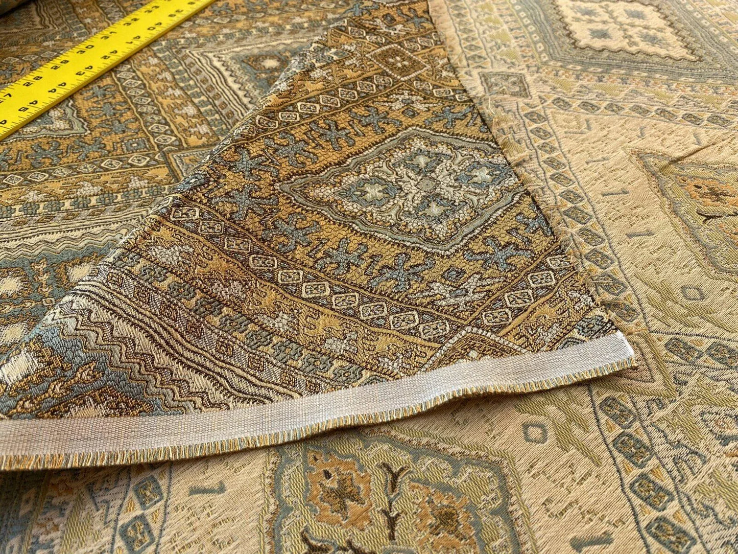 Scalamandre Siviglia Blue Sage Gold Copper Arabic Diamond Lattice MSRP USD 252/Y