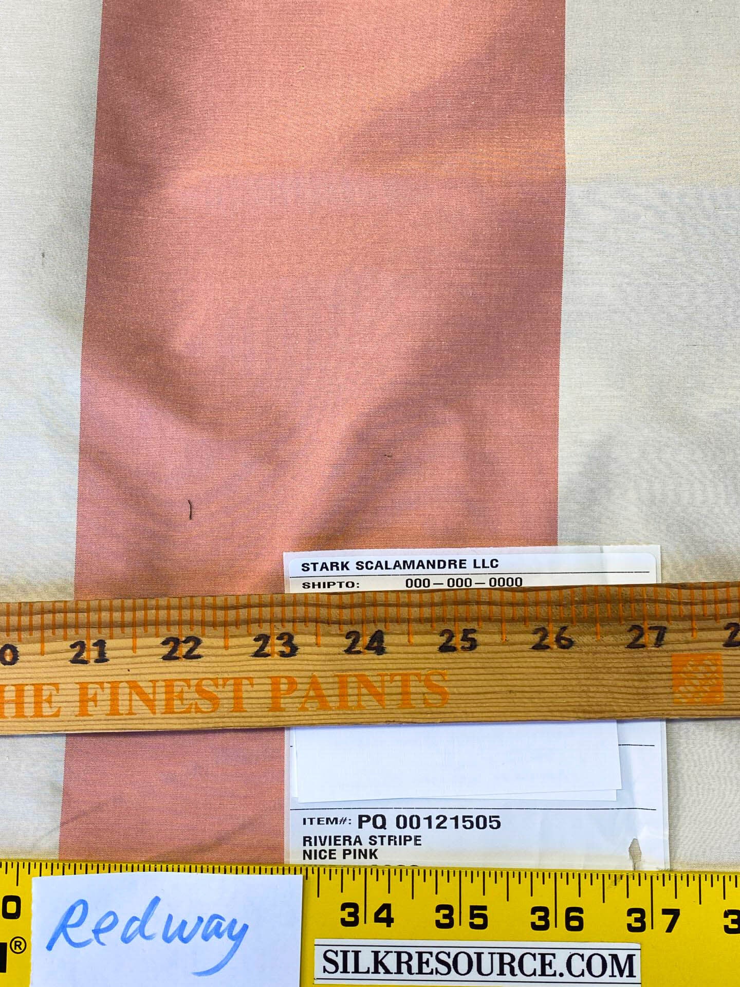 Scalamandre Riviera Stripe Nice Pink Beige / Natural Silk and Wool MSRP USD364/Y