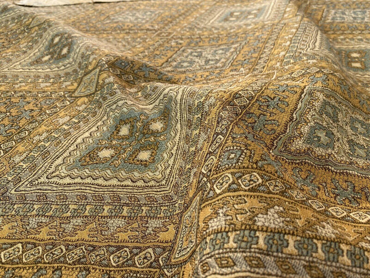 Scalamandre Siviglia Blue Sage Gold Copper Arabic Diamond Lattice MSRP USD 252/Y