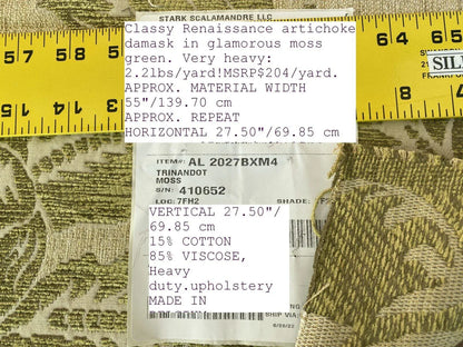 Scalamandre  Trinandot Moss Green Renaissance Damask Super Heavy! Tapestry MSRP USD 204/y