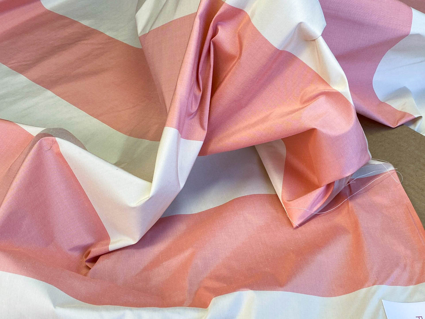 Scalamandre Riviera Stripe Nice Pink Beige / Natural Silk and Wool MSRP USD364/Y