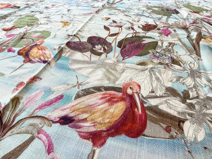 Scalamandre La Gola Delta Wild Water Bird Flamingo Florida Marsh Linen print- 1.2 Yard