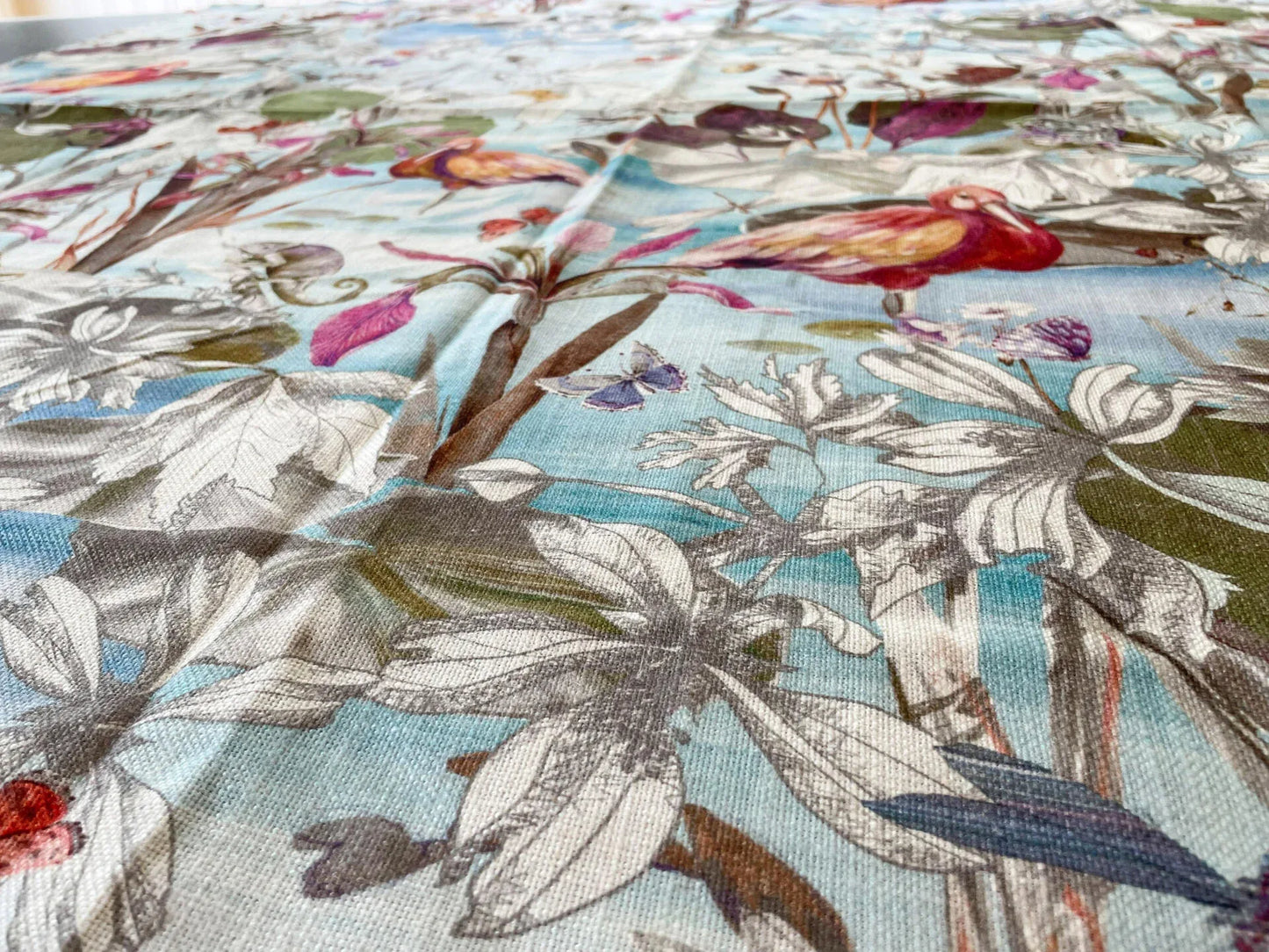 3 Scalamandre La Gola Delta Wild Water Bird Flamingo Florida Marsh Linen print- 1.25 Yard