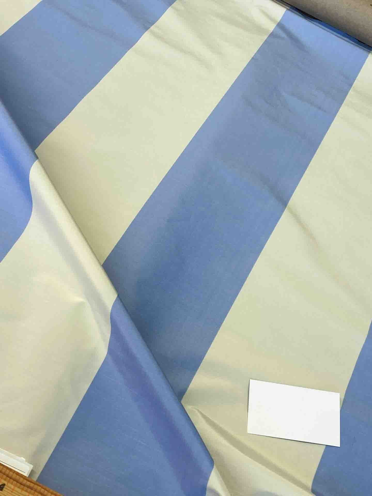 Scalamandre Riviera Stripe Fiorentina Blue Beige / Natural White Silk and Wool MSRP USD364/Y