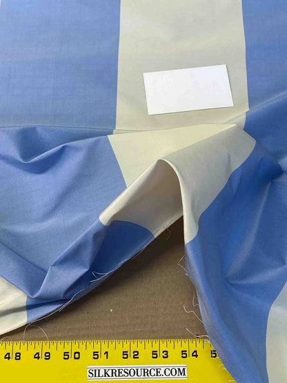 Scalamandre Riviera Stripe Fiorentina Blue Beige / Natural White Silk and Wool MSRP USD364/Y