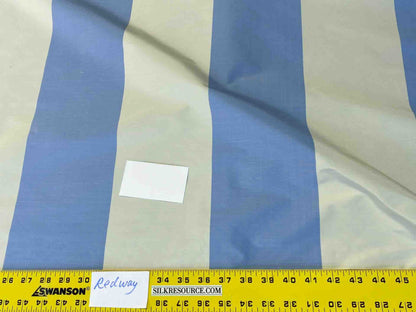 Scalamandre Riviera Stripe Fiorentina Blue Beige / Natural White Silk and Wool MSRP USD364/Y