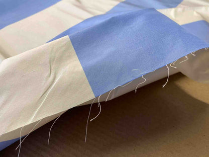 Scalamandre Riviera Stripe Fiorentina Blue Beige / Natural White Silk and Wool MSRP USD364/Y