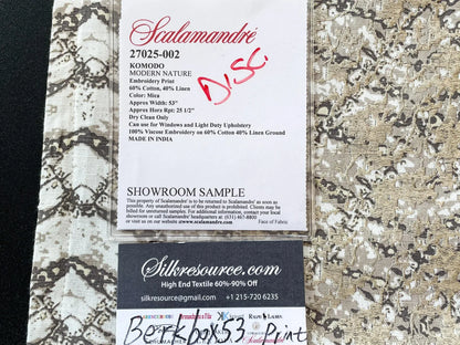 Scalamandre Komodo - Modern Nature Mica Embroidery Print, 1 Yard