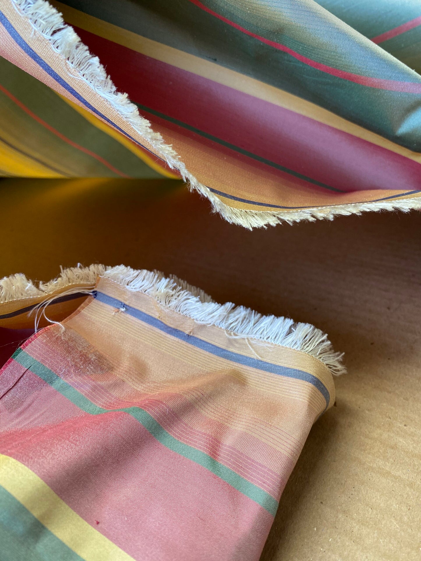 Scalamandre Candice Stripe Multi100% Silk taffeta Strie Rainbow of Pink Red Green Gold Blue Purple Candy Color  MSRP 180/y