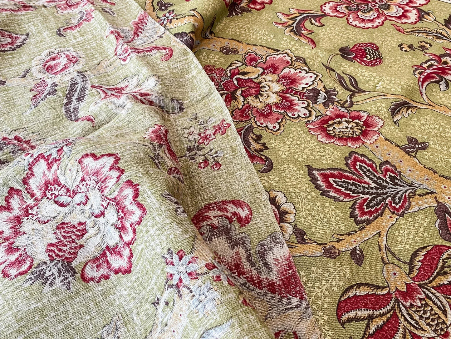 Scalamandre Padma Peridot Cherry Jacobean Print - 1 Yard