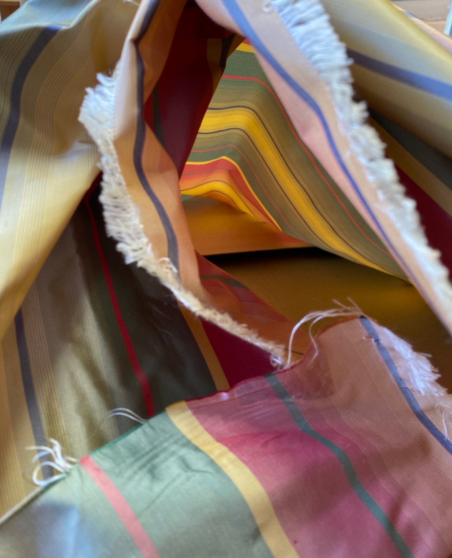 Scalamandre Candice Stripe Multi100% Silk taffeta Strie Rainbow of Pink Red Green Gold Blue Purple Candy Color  MSRP 180/y