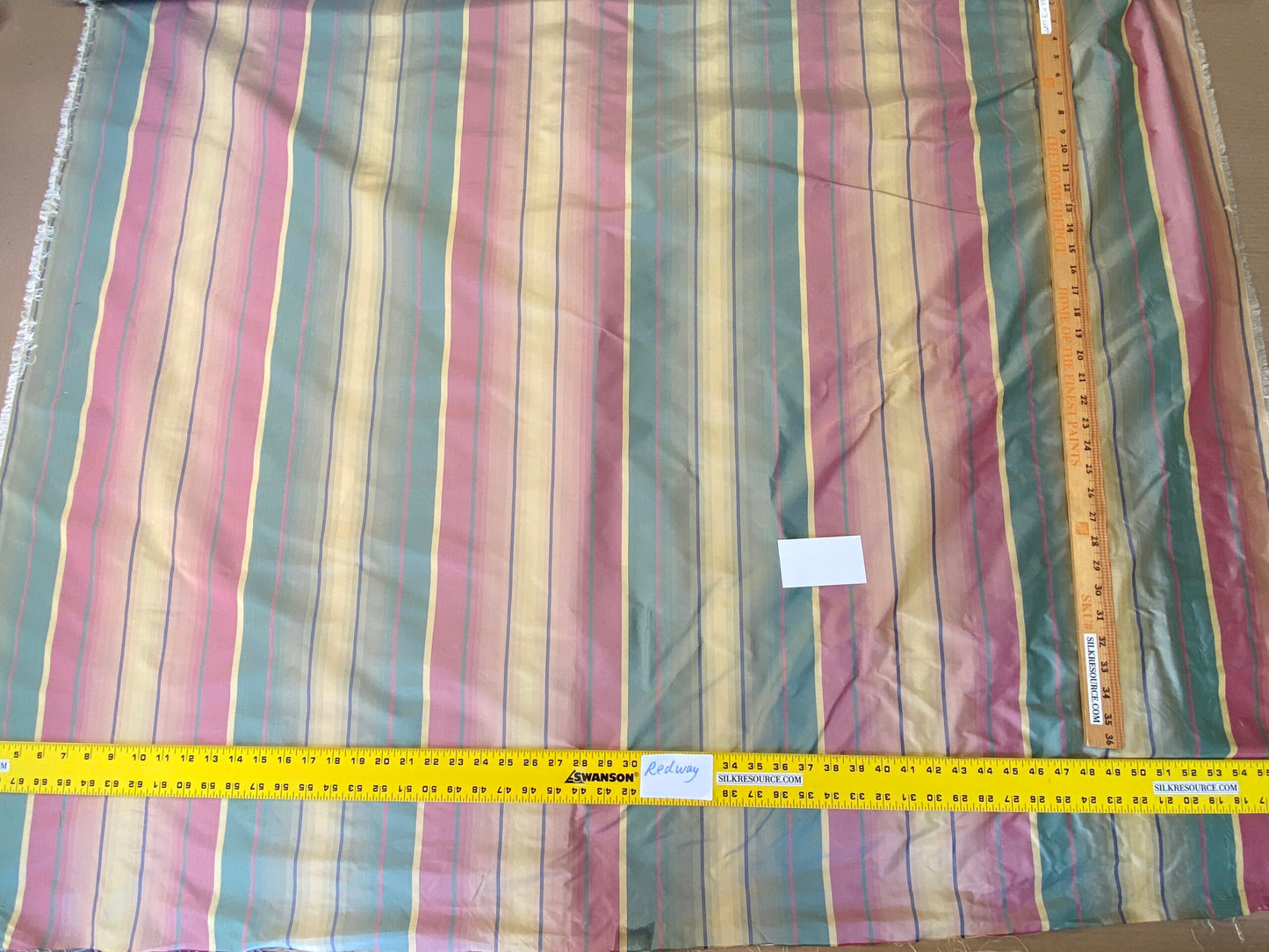 Scalamandre Candice Stripe Multi100% Silk taffeta Strie Rainbow of Pink Red Green Gold Blue Purple Candy Color  MSRP 180/y