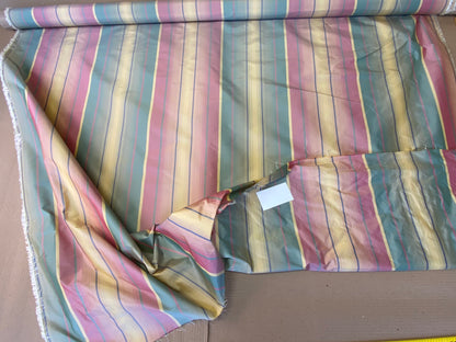 Scalamandre Candice Stripe Multi100% Silk taffeta Strie Rainbow of Pink Red Green Gold Blue Purple Candy Color  MSRP 180/y